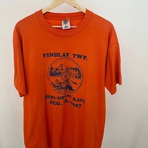 Vintage 90s Orange Race TShirt